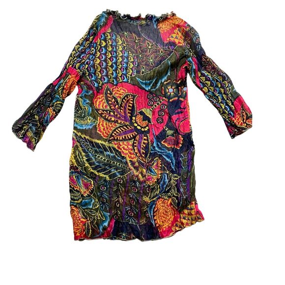 Lucy & Co.  Small Sheer Ladies Top Tropical Sheer Eclectic Tunic - Picture 4 of 4